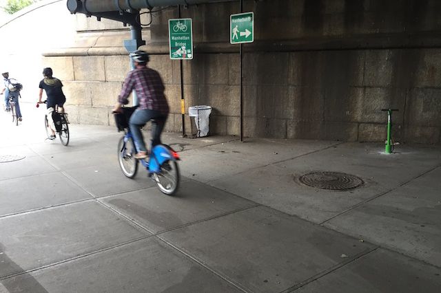 The bike pump, under the Manhattan Bridge.